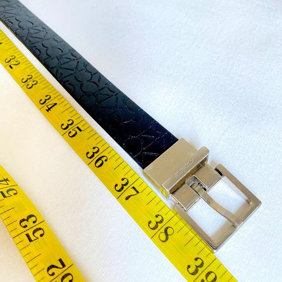 Calvin Klein Belt Reversable Fashion Black Logo Tooled White Brush Stroke Print - Picture 14 of 16